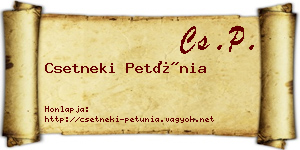 Csetneki Petúnia névjegykártya